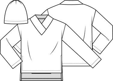 Knipmode 0123 - 17 - Trui en muts modeltekening