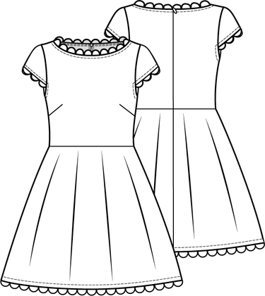 Knipmode 1222 - 01 - Jurk modeltekening