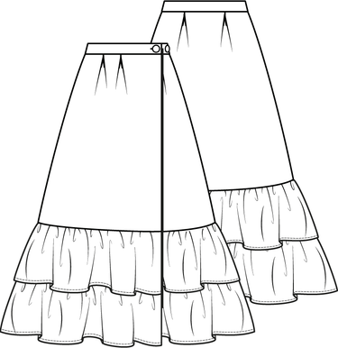 Knipmode 1222 - 08 - Wikkelrok modeltekening