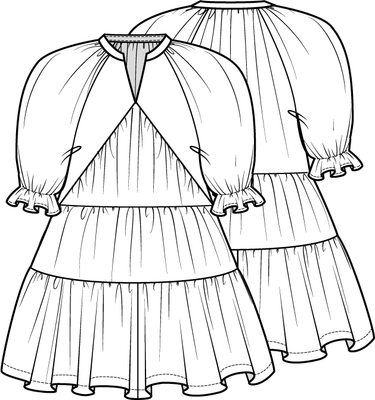 Knipmode 0523 - 14 - Jurk - Modeltekening