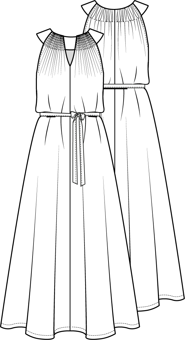 Knipmode 0922 - 02 - Maxi-jurk modeltekening