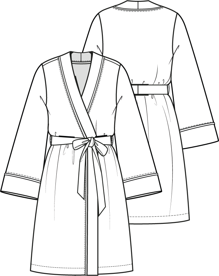 Knipmode 0123 - 02 - Kimono modeltekening