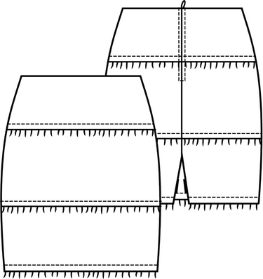 Knipmode 1222 - 17 - Rok modeltekening